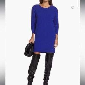 NWOT Frame denim Strong Shoulder cashmere blend sweater blue Mini sweaterdress S